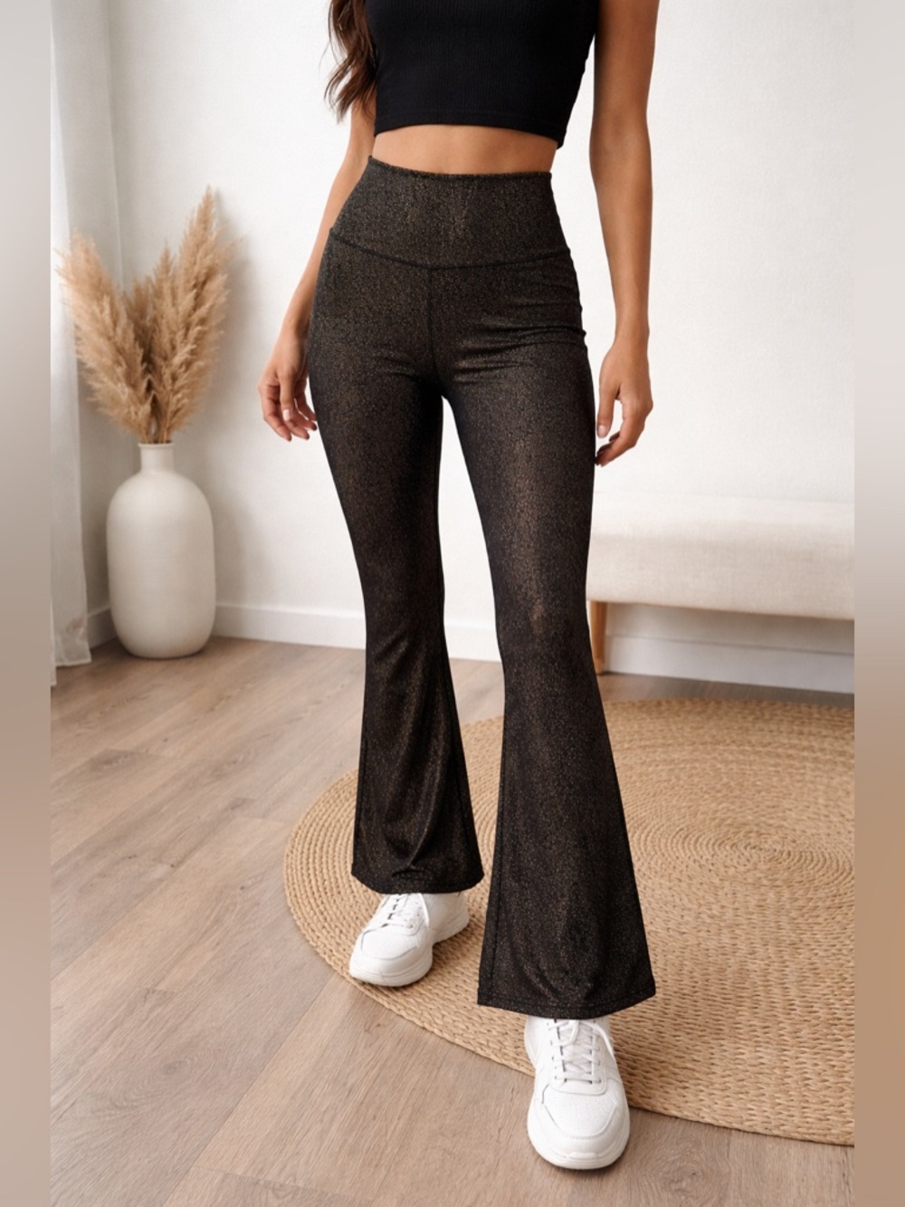 Beyond Yoga Black Metallic Flare Leggings
